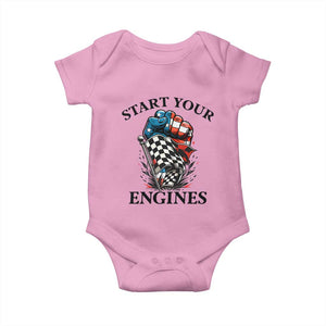 Checkered American Flag Racing Baby Onesie Start Your Engines Race Car TS14 Light Pink Print Your Wear