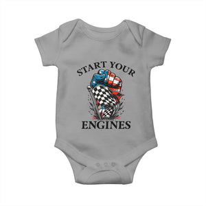Checkered American Flag Racing Baby Onesie Start Your Engines Race Car TS14 Sport Gray Print Your Wear