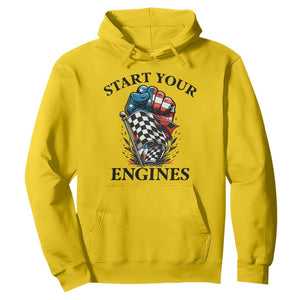 Checkered American Flag Racing Hoodie Start Your Engines Race Car TS14 Daisy Print Your Wear