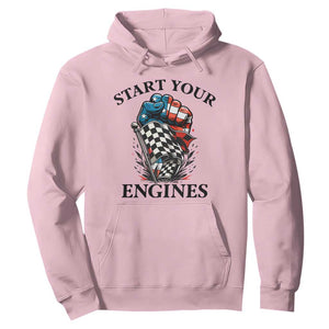 Checkered American Flag Racing Hoodie Start Your Engines Race Car TS14 Light Pink Print Your Wear