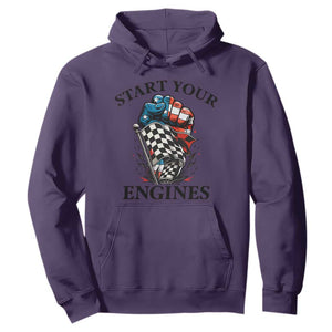 Checkered American Flag Racing Hoodie Start Your Engines Race Car TS14 Purple Print Your Wear