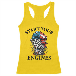 Checkered American Flag Racing Racerback Tank Top Start Your Engines Race Car TS14 Daisy Print Your Wear