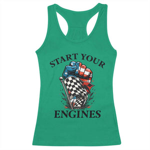 Checkered American Flag Racing Racerback Tank Top Start Your Engines Race Car TS14 Irish Green Print Your Wear