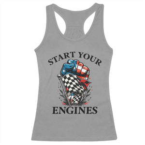 Checkered American Flag Racing Racerback Tank Top Start Your Engines Race Car TS14 Sport Gray Print Your Wear