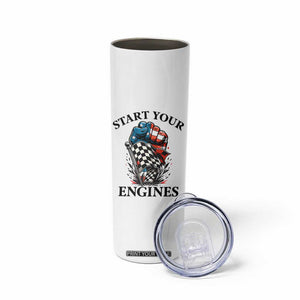 Checkered American Flag Racing Skinny Tumbler Start Your Engines Race Car TS14 Print Your Wear