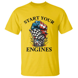 Checkered American Flag Racing T Shirt Start Your Engines Race Car TS14 Daisy Print Your Wear