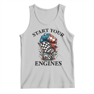 Checkered American Flag Racing Tank Top Start Your Engines Race Car TS14 Ash Print Your Wear