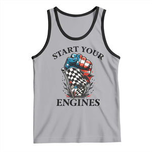 Checkered American Flag Racing Tank Top Start Your Engines Race Car TS14 Athletic Heather Black Print Your Wear