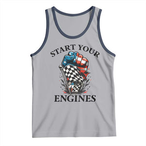 Checkered American Flag Racing Tank Top Start Your Engines Race Car TS14 Athletic Heather Navy Print Your Wear