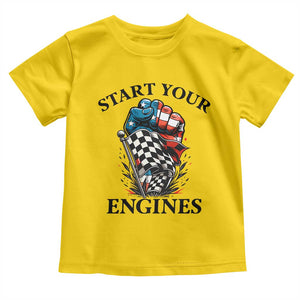Checkered American Flag Racing Toddler T Shirt Start Your Engines Race Car TS14 Daisy Print Your Wear