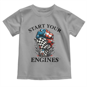 Checkered American Flag Racing Toddler T Shirt Start Your Engines Race Car TS14 Sport Gray Print Your Wear