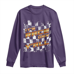 Racing Checkered Flag Long Sleeve Shirt It Is Race Day Y'all Dirt Track TS14 Purple Print Your Wear