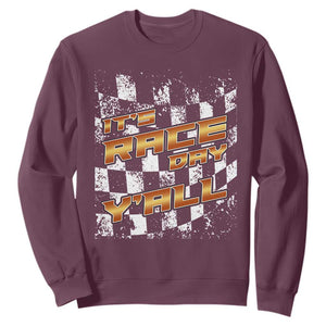 Racing Checkered Flag Sweatshirt It Is Race Day Y'all Dirt Track TS14 Maroon Print Your Wear