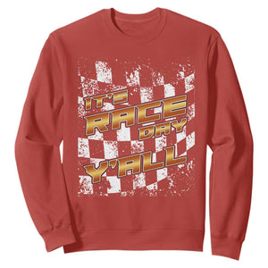 Racing Checkered Flag Sweatshirt It Is Race Day Y'all Dirt Track TS14 Red Print Your Wear