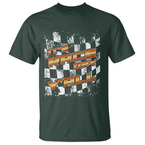 Racing Checkered Flag T Shirt It Is Race Day Y'all Dirt Track TS14 Dark Forest Green Print Your Wear
