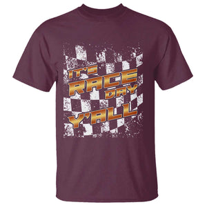 Racing Checkered Flag T Shirt It Is Race Day Y'all Dirt Track TS14 Maroon Print Your Wear