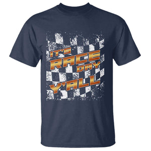 Racing Checkered Flag T Shirt It Is Race Day Y'all Dirt Track TS14 Navy Print Your Wear