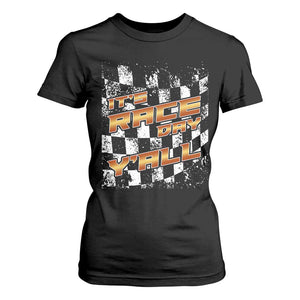 Racing Checkered Flag T Shirt For Women It Is Race Day Y'all Dirt Track TS14 Black Print Your Wear