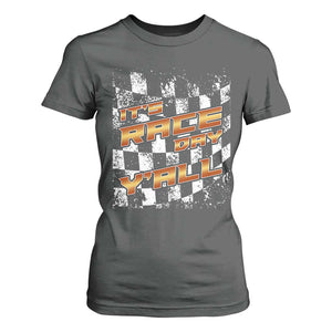 Racing Checkered Flag T Shirt For Women It Is Race Day Y'all Dirt Track TS14 Dark Heather Print Your Wear