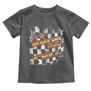 Racing Checkered Flag Toddler T Shirt It Is Race Day Y'all Dirt Track TS14 Dark Heather Print Your Wear