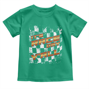 Racing Checkered Flag Toddler T Shirt It Is Race Day Y'all Dirt Track TS14 Irish Green Print Your Wear