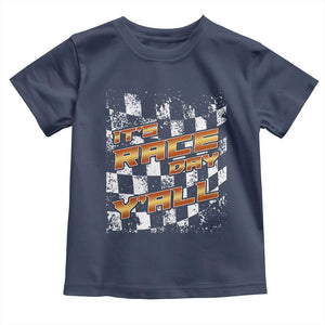 Racing Checkered Flag Toddler T Shirt It Is Race Day Y'all Dirt Track TS14 Navy Print Your Wear