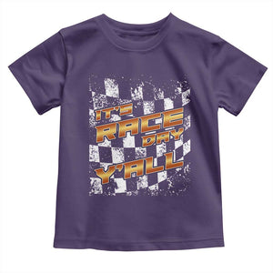 Racing Checkered Flag Toddler T Shirt It Is Race Day Y'all Dirt Track TS14 Purple Print Your Wear