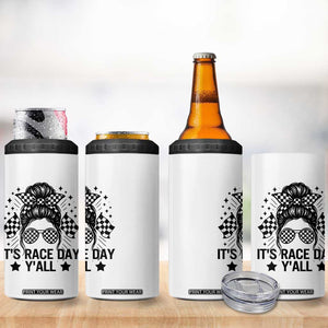 Racing Checkered Flag Messy Bun Race Day 4 in 1 Can Cooler Tumbler TS14 Print Your Wear