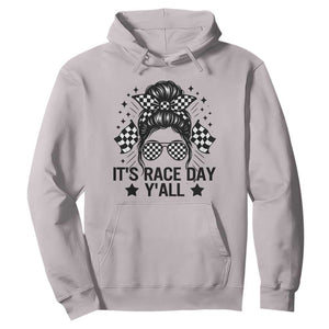 Racing Checkered Flag Messy Bun Race Day Hoodie TS14 Ice Gray Print Your Wear