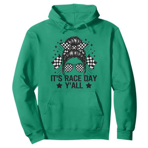 Racing Checkered Flag Messy Bun Race Day Hoodie TS14 Irish Green Print Your Wear