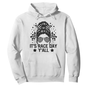 Racing Checkered Flag Messy Bun Race Day Hoodie TS14 White Print Your Wear
