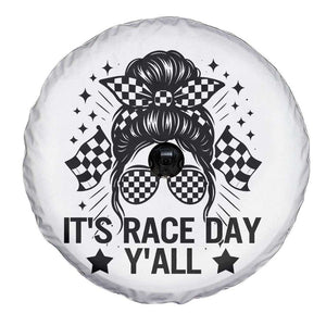 Racing Checkered Flag Messy Bun Race Day Spare Tire Cover TS14 Print Your Wear