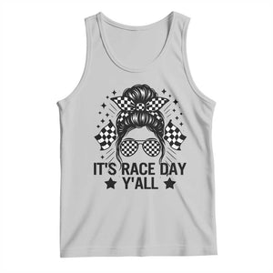 Racing Checkered Flag Messy Bun Race Day Tank Top TS14 Ash Print Your Wear