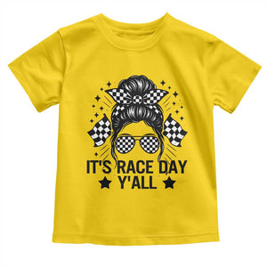 Racing Checkered Flag Messy Bun Race Day Toddler T Shirt TS14 Daisy Print Your Wear