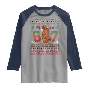67 Six Seven Christmas Raglan Shirt Marcus The Worm Robert Meme TS14 Sport Gray Navy Print Your Wear