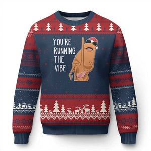 Marcus The Worm Robert Meme Xmas Ugly Christmas Sweater You Are Running The Vibe - Print Your Wear