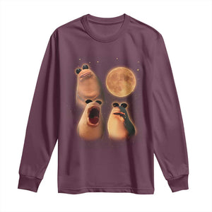 Marcus The Worm Meme Long Sleeve Shirt Funny Howling At Moon TS14 Maroon Print Your Wear
