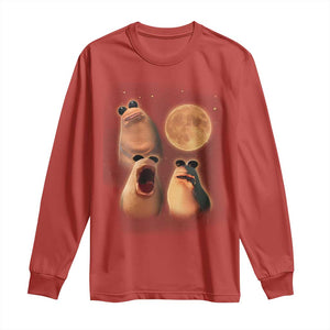 Marcus The Worm Meme Long Sleeve Shirt Funny Howling At Moon TS14 Red Print Your Wear