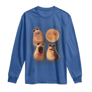 Marcus The Worm Meme Long Sleeve Shirt Funny Howling At Moon TS14 Royal Blue Print Your Wear