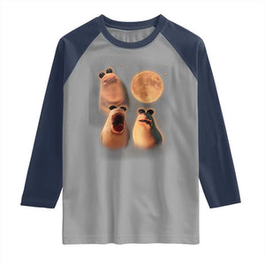 Marcus The Worm Meme Raglan Shirt Funny Howling At Moon TS14 Sport Gray Navy Print Your Wear