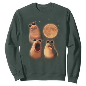 Marcus The Worm Meme Sweatshirt Funny Howling At Moon TS14 Dark Forest Green Print Your Wear