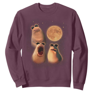 Marcus The Worm Meme Sweatshirt Funny Howling At Moon TS14 Maroon Print Your Wear