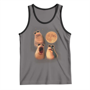 Marcus The Worm Meme Tank Top Funny Howling At Moon TS14 Deep Heather Black Print Your Wear