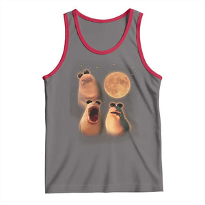 Marcus The Worm Meme Tank Top Funny Howling At Moon TS14 Deep Heather Red Print Your Wear