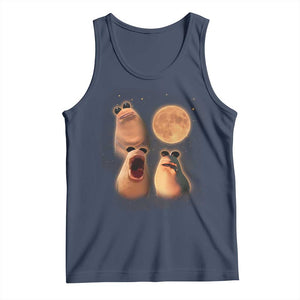 Marcus The Worm Meme Tank Top Funny Howling At Moon TS14 Navy Print Your Wear