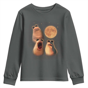Marcus The Worm Meme Youth Sweatshirt Funny Howling At Moon TS14 Dark Heather Print Your Wear