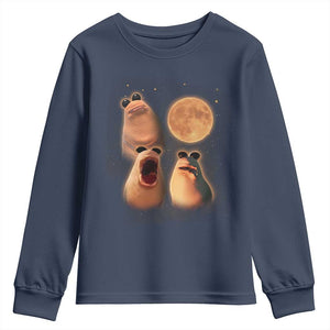 Marcus The Worm Meme Youth Sweatshirt Funny Howling At Moon TS14 Navy Print Your Wear