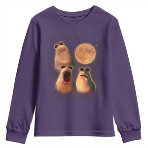 Marcus The Worm Meme Youth Sweatshirt Funny Howling At Moon TS14 Purple Print Your Wear