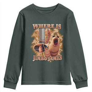 Marcus The Worm Meme Youth Sweatshirt Where Is Jimbo James TS14 Dark Forest Green Print Your Wear