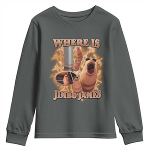 Marcus The Worm Meme Youth Sweatshirt Where Is Jimbo James TS14 Dark Heather Print Your Wear
